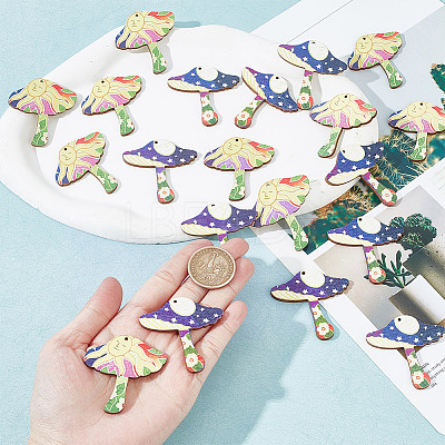 20Pcs 2 Styles Printed Wooden Pendants WOOD-GO0001-09-1