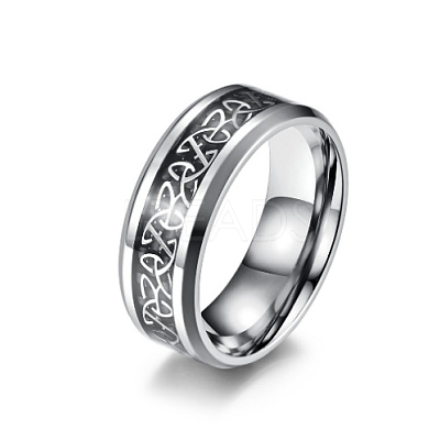 Stainless Steel Triquetra/Trinity Knot Finger Rings for Men Women PW-WG54165-02-1