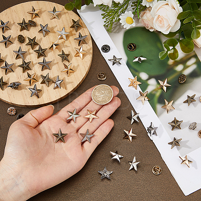 100Pcs 4 Colors Alloy Star Lapel Pin Back Brooch JEWB-FH0003-01-1