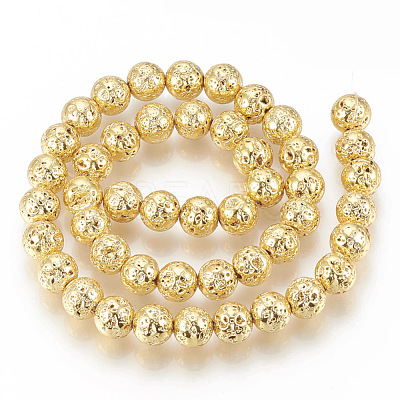 Electroplated Natural Lava Rock Beads Strands X-G-T061-55A-4mm-1