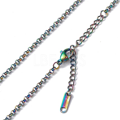 Ion Plating(IP) 304 Stainless Steel Rolo Chain Necklace for Men Women NJEW-K245-022D-1