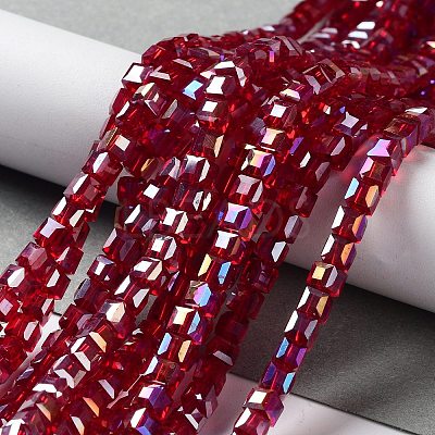 Electroplate Glass Beads Strands EGLA-R030-4x4mm-04-1