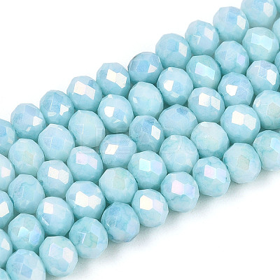 Anti-Tarnish Electroplate Rondelle Glass Beads Strands LS-EGLA-T021-4mm-17-08-1