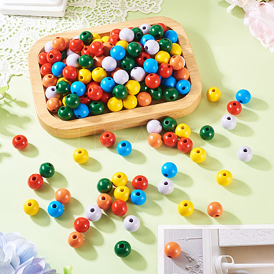 240Pcs 6 Colors Natural Wooden Beads WOOD-TA0002-74A-1