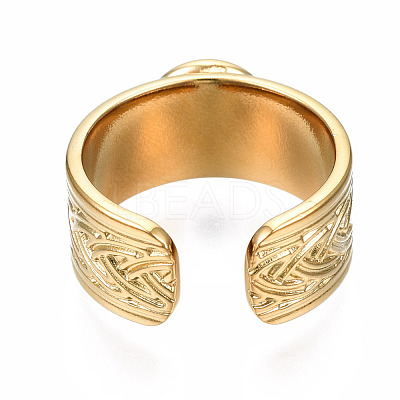304 Stainless Steel Open Cuff Finger Ring Cabochon Settings X-STAS-T060-05G-1