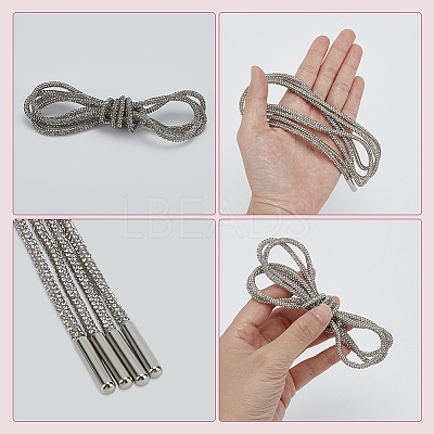 Rubber Rhinestone Shoelaces AJEW-WH0752-498A-1