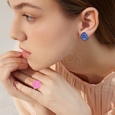 DIY Rose Flower Earring & Finger Ring Making Kit DIY-SZ0008-45-1