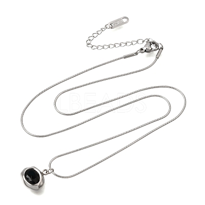 304 Stainless Steel Pave Cubic Zirconia Pendant Necklaces SA-CBADCF0-03P-1