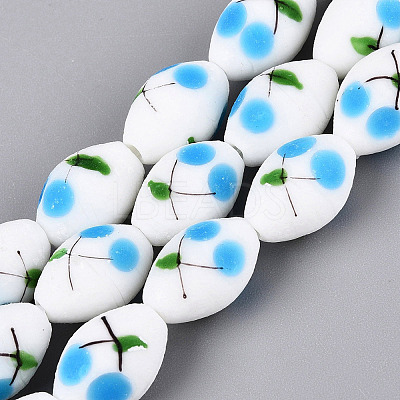 Frosted Handmade Lampwork Beads Strands LAMP-N037-03B-1