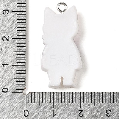 Opaque Resin Cat Pendants RESI-S399-07B-1
