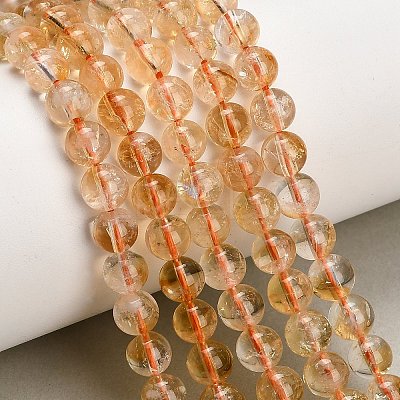 Hearted Natural Citrine Beads Strands GG-T002-A01-6mm-1