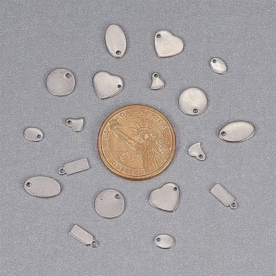 304 Stainless Steel Stamping Blank Tag Pendants Sets STAS-PH0007-01-1