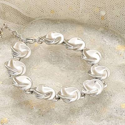 Brass Flat Round Links Bracelets for Women KK-B124-11P-1