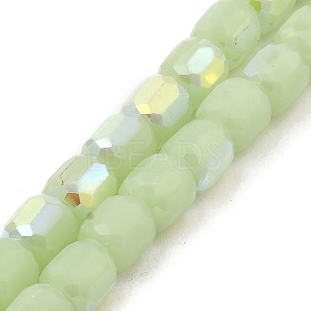 Frosted Imitation Jade Glass Beads Strands GLAA-P058-08A-05-1