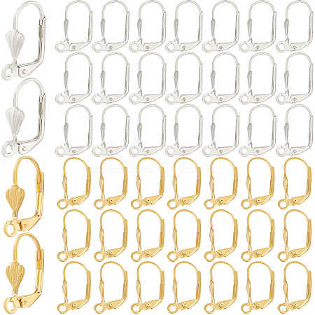 SOFPLATE 200Pcs 2 Colors Brass Leverback Earring Findings KK-SP0001-03-1