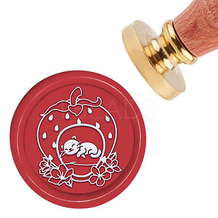 Brass Wax Seal Stamp with Handle AJEW-WH0184-0381-1
