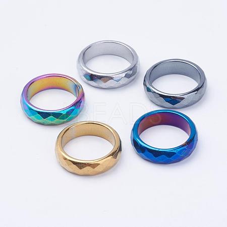 Electroplate Non-Magnetic Synthetic Hematite Rings RJEW-F068-17mm-1