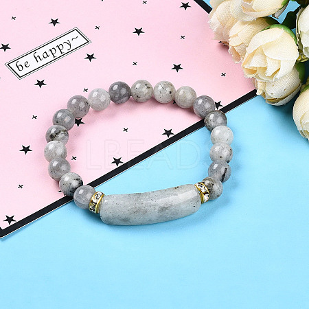 Natural Labradorite Beads Stretch Bracelets BJEW-T022-04E-1