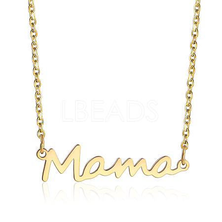 Simple 304 Stainless Steel Mama Link Chain Necklaces for Mother's Day QW8429-8-1