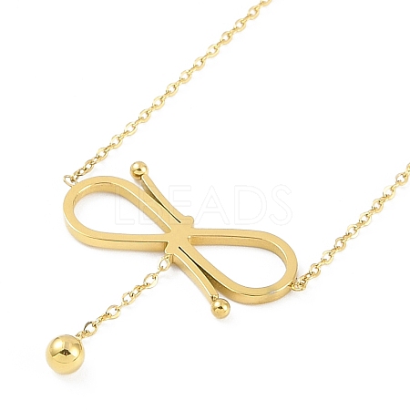 Ion Plating(IP) 304 Stainless Steel Bowknot Pendant Necklaces for Women NJEW-K276-28G-1