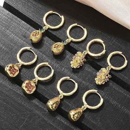Brass Cubic Zirconia Hoop Earrings EJEW-Q015-01G-1