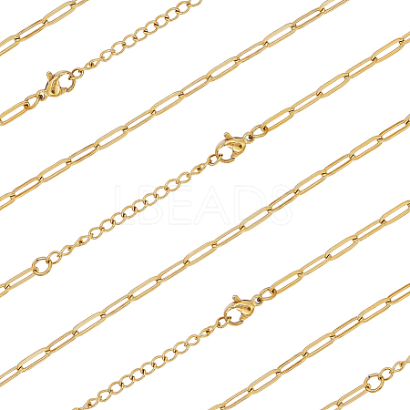 10Pcs 667 Stainless Steel Paperclip Chain Necklaces NJEW-BBC0001-48B-G-1