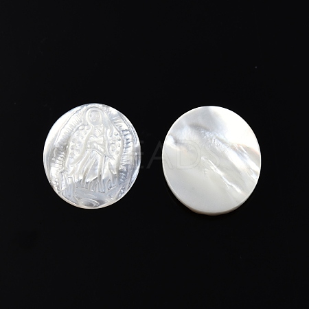 Natural White Shell Cabochons SSHEL-N034-138-1