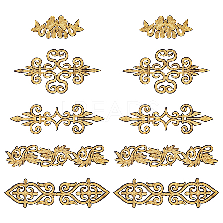  10Pcs 5 Style Ethnic Style Polyester Metallic Thread Embroidery Iron on Applique Patch PATC-NB0001-21-1