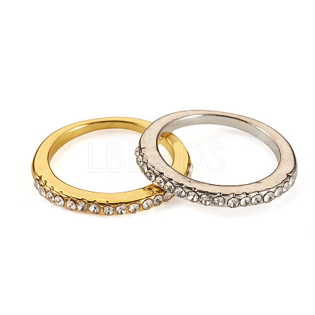 2Pcs 2 Colors Alloy with Crystal Rhinestone Finger Rings RJEW-TADJ0001-01E-1