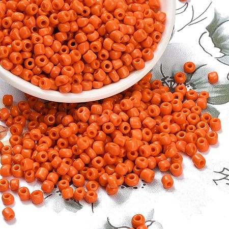 6/0 Opaque Colours Round Glass Seed Beads X-SEED-A010-4mm-50-1