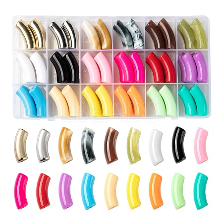 72Pcs 18 Style CCB Plastic & Imitation Gemstone & Opaque Acrylic Beads MACR-LS0001-05A-1