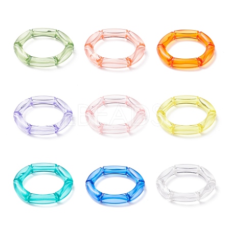 9Pcs 9 Color Acrylic Curved Tube Chunky Stretch Bracelets Set for Women BJEW-JB08142-1