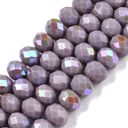 Electroplate Opaque Solid Color Glass Beads Strands EGLA-A044-P8mm-L13-1