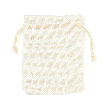 Polyester Imitation Burlap Packing Pouches Drawstring Bags ABAG-R005-9x12-13-1