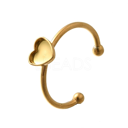 304 Stainless Steel Open Cuff Ring Components STAS-M057-01G-G-1