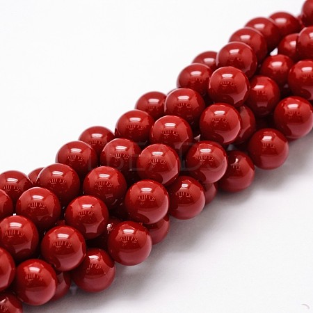 Shell Pearl Beads Strands X-BSHE-L026-01-8mm-1