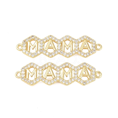 Mother's Day Brass Micro Pave Clear Cubic Zirconia Connector Charm KK-F931-27D-G-1