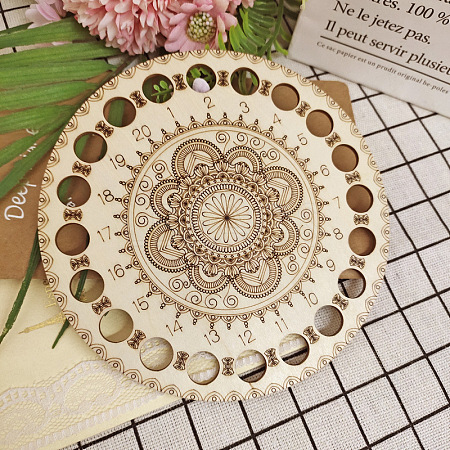 20-Position Mandala Theme Basswood Embroidery Thread Plate MAND-PW0001-88A-1