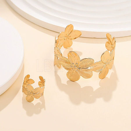 Flower Iron Cuff Bangles & Cuff Rings Sets for Women FS-WGED47D-06-1