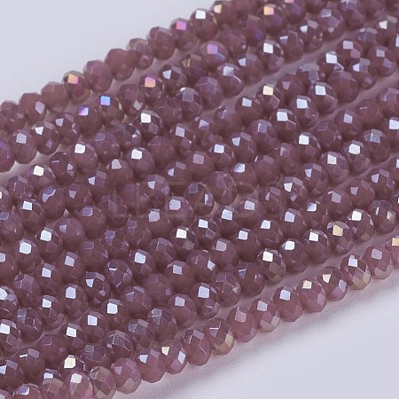 Electroplate Glass Beads Strands GLAA-F076-FR12-1