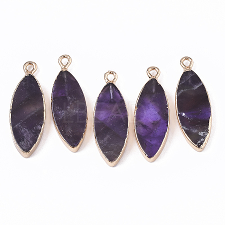 Edge Golden Plated Natural Amethyst Pendants G-T131-06D-1