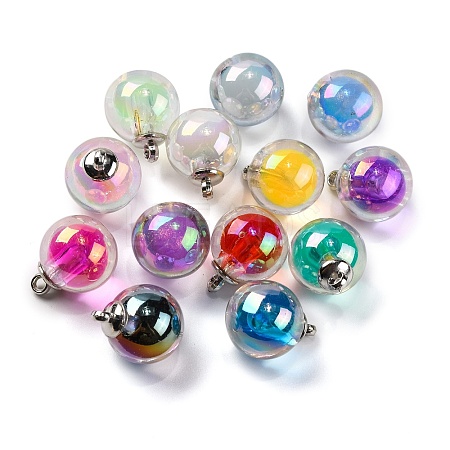 AB Color Resin Round Pendants RESI-U002-02-1