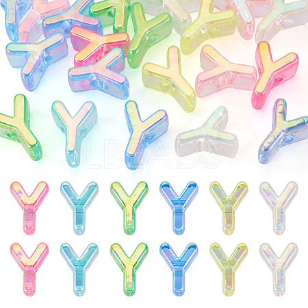 20Pcs UV Plating Transparent Acrylic European Beads OACR-TADJ0001-19Y-1