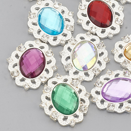 Alloy Acrylic Rhinestone Cabochons RB-N050-01-24S-1