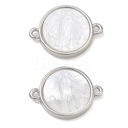 Rack Plating Brass & Natural White Shell Connector Charms SH-CBA6629-33P-1