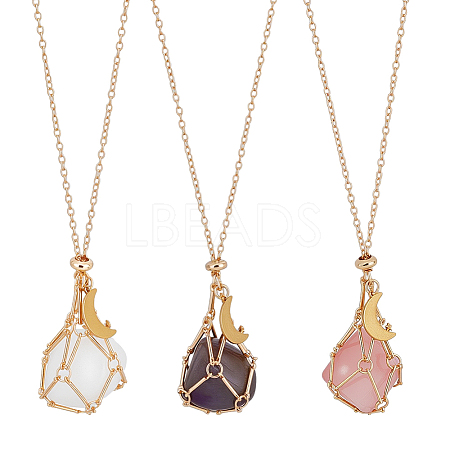 3Pcs Alloy Pendant Necklaces NJEW-PH01577-1