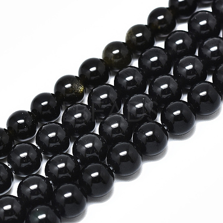 Natural Golden Sheen Obsidian Strands Beads LS-G-R485-09-6mm-1