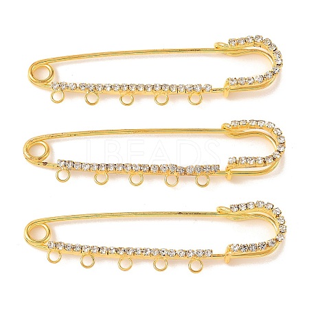 Iron Rhinestone Safety Pins Brooch Findings JEWB-E045-01C-G-1