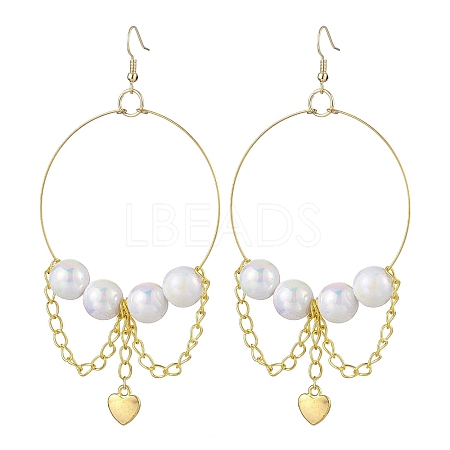 Stainless Steel Acrylic Imitation Pearl Dangle Earrings EJEW-JE05810-1