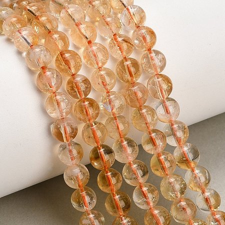 Hearted Natural Citrine Beads Strands GG-T002-A01-6mm-1